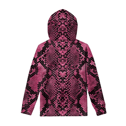 Pink And Black Snakeskin Print Pullover Hoodie