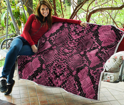 Pink And Black Snakeskin Print Quilt