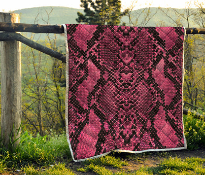 Pink And Black Snakeskin Print Quilt