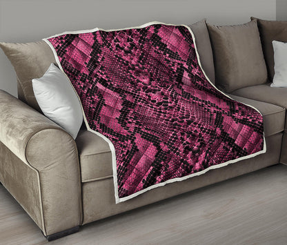 Pink And Black Snakeskin Print Quilt