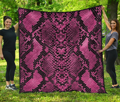 Pink And Black Snakeskin Print Quilt