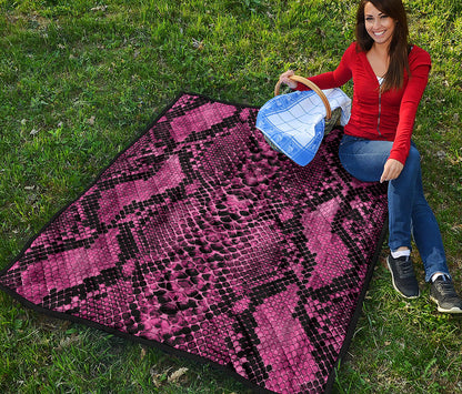 Pink And Black Snakeskin Print Quilt