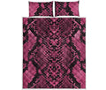 Pink And Black Snakeskin Print Quilt Bed Set