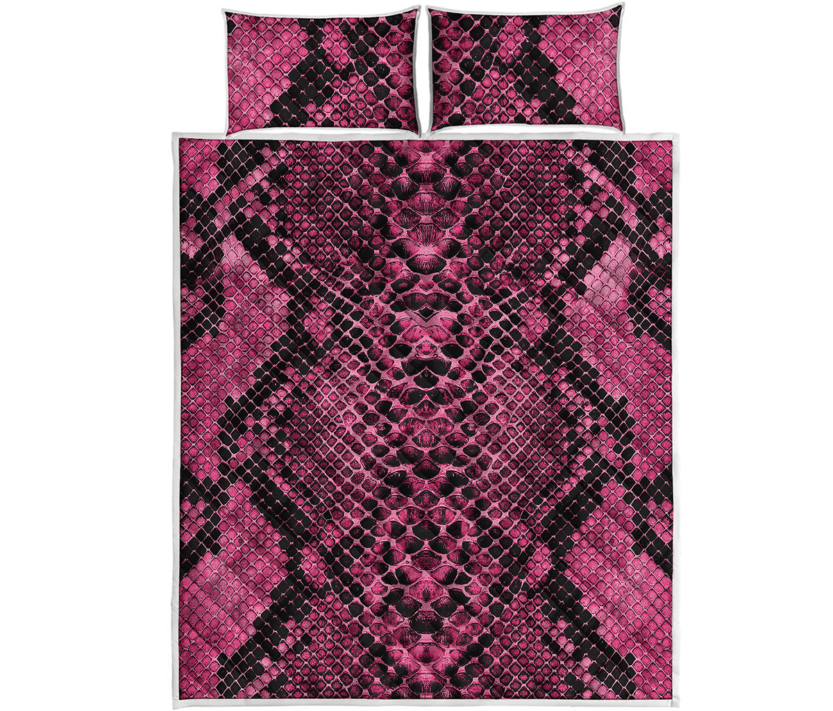 Pink And Black Snakeskin Print Quilt Bed Set