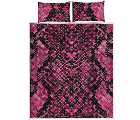 Pink And Black Snakeskin Print Quilt Bed Set