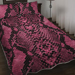 Pink And Black Snakeskin Print Quilt Bed Set