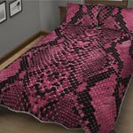 Pink And Black Snakeskin Print Quilt Bed Set