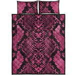 Pink And Black Snakeskin Print Quilt Bed Set