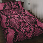 Pink And Black Snakeskin Print Quilt Bed Set