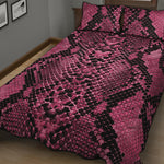 Pink And Black Snakeskin Print Quilt Bed Set