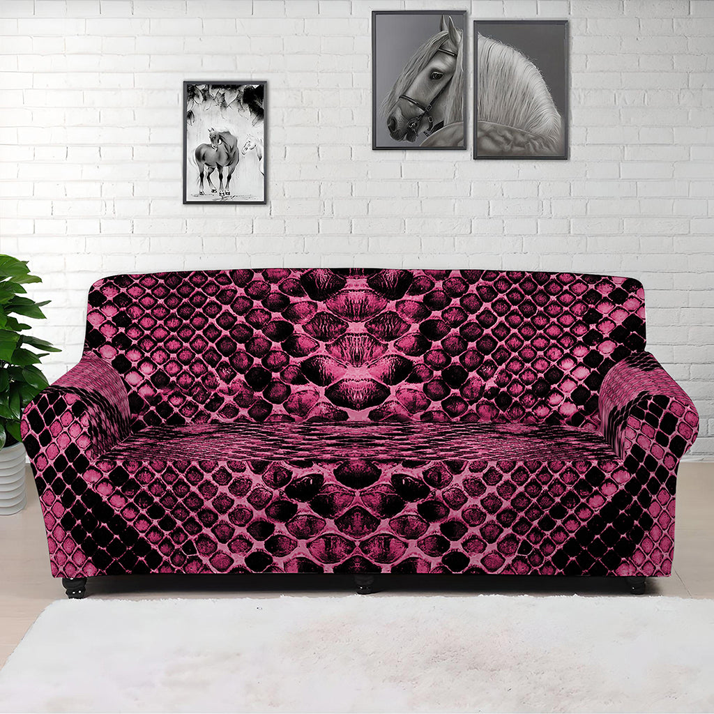 Pink And Black Snakeskin Print Sofa Cover
