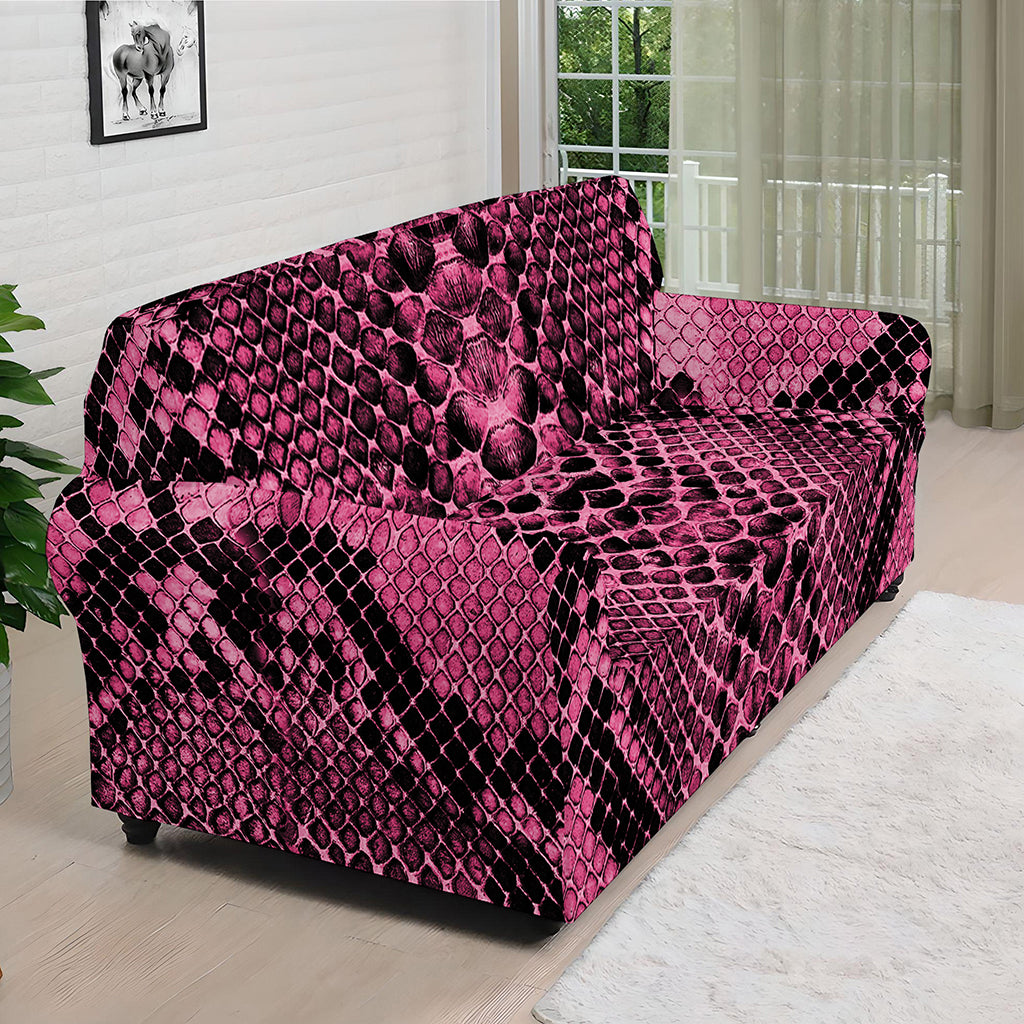 Pink And Black Snakeskin Print Sofa Cover