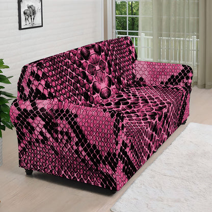Pink And Black Snakeskin Print Sofa Cover