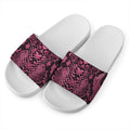 Pink And Black Snakeskin Print White Slide Sandals