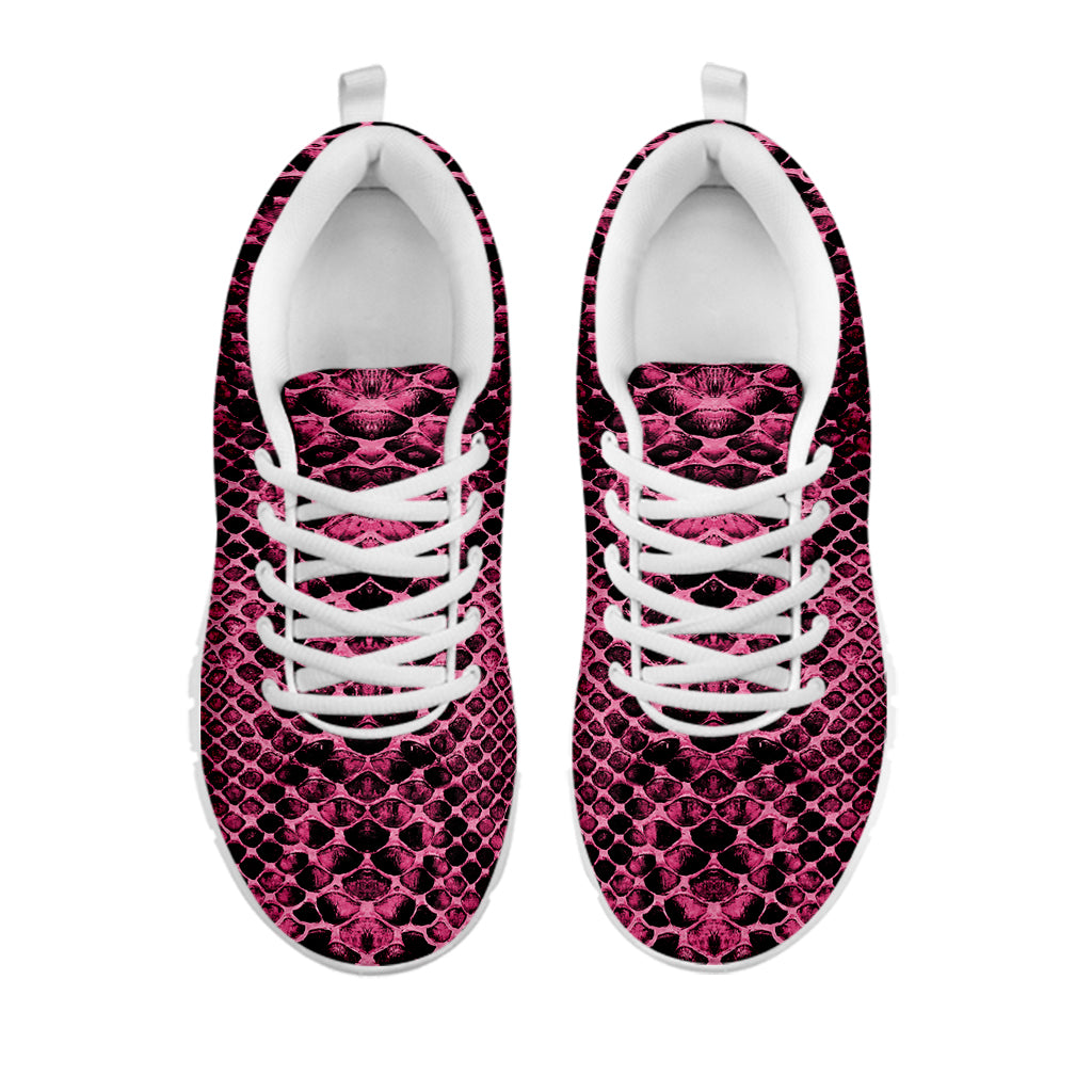 Pink And Black Snakeskin Print White Sneakers