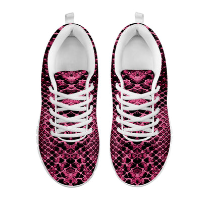 Pink And Black Snakeskin Print White Sneakers