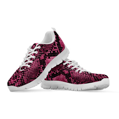 Pink And Black Snakeskin Print White Sneakers