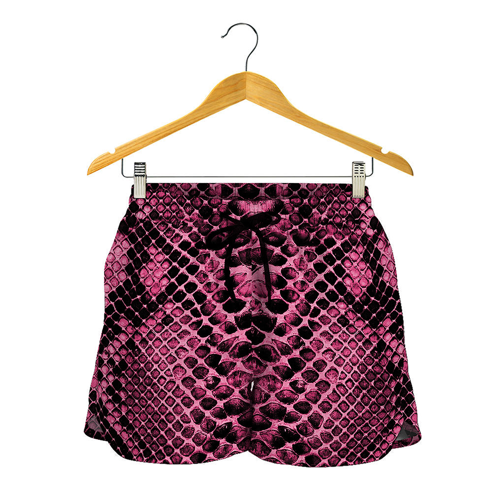 Pink And Black Snakeskin Print Women's Shorts