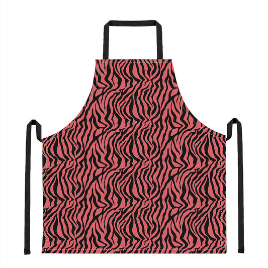 Pink And Black Tiger Stripe Print Apron