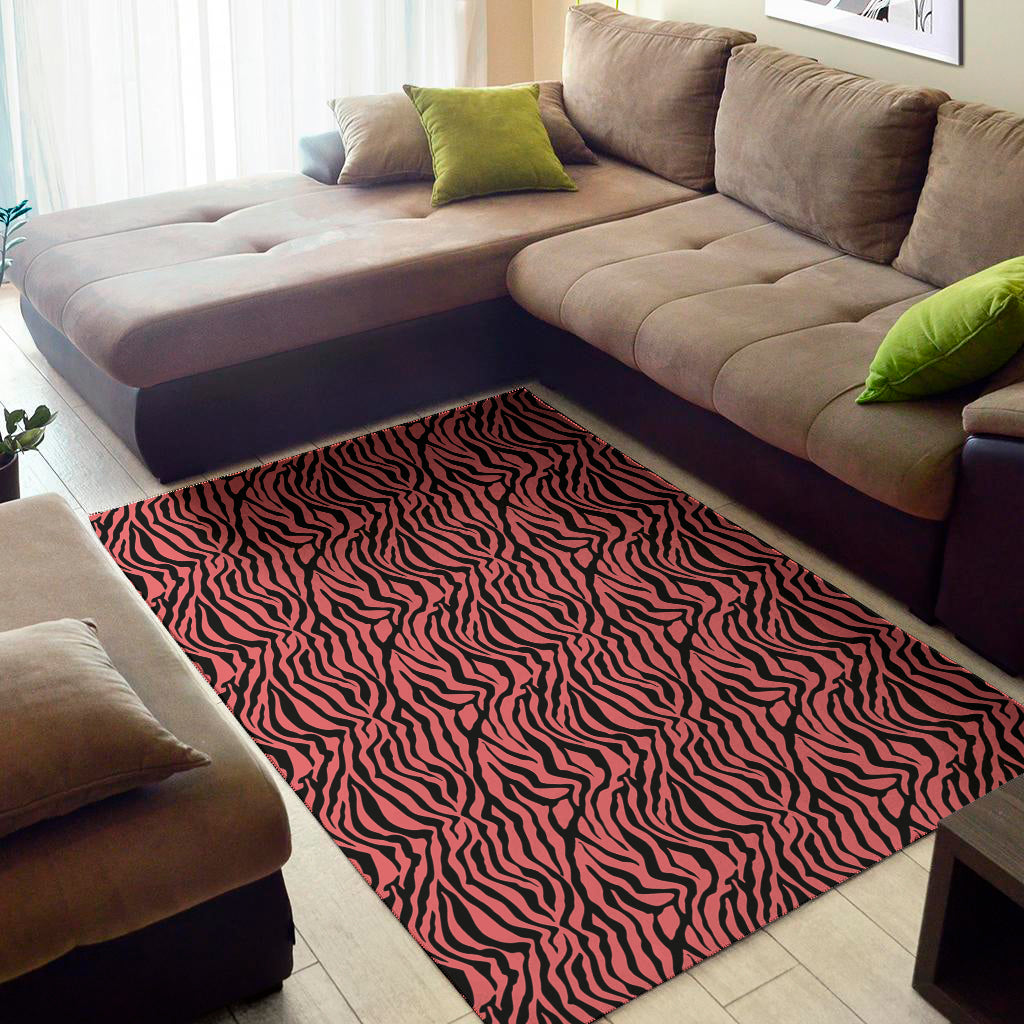 Pink And Black Tiger Stripe Print Area Rug