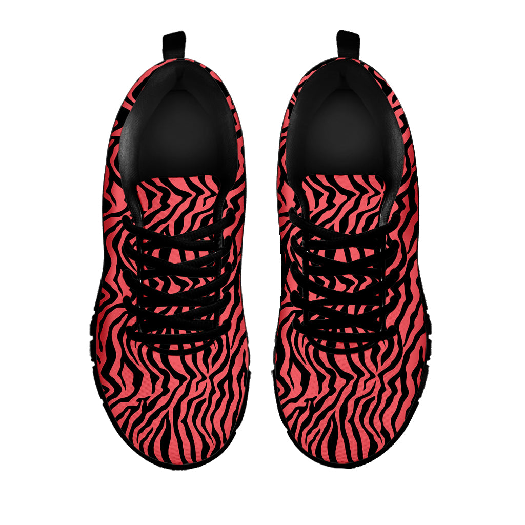 Pink And Black Tiger Stripe Print Black Sneakers