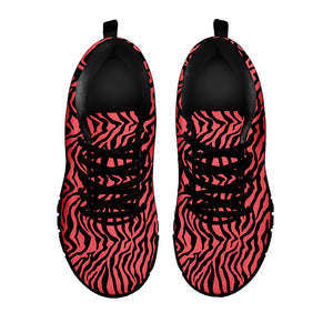 Pink And Black Tiger Stripe Print Black Sneakers