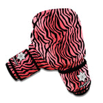Pink And Black Tiger Stripe Print Boxing Gloves