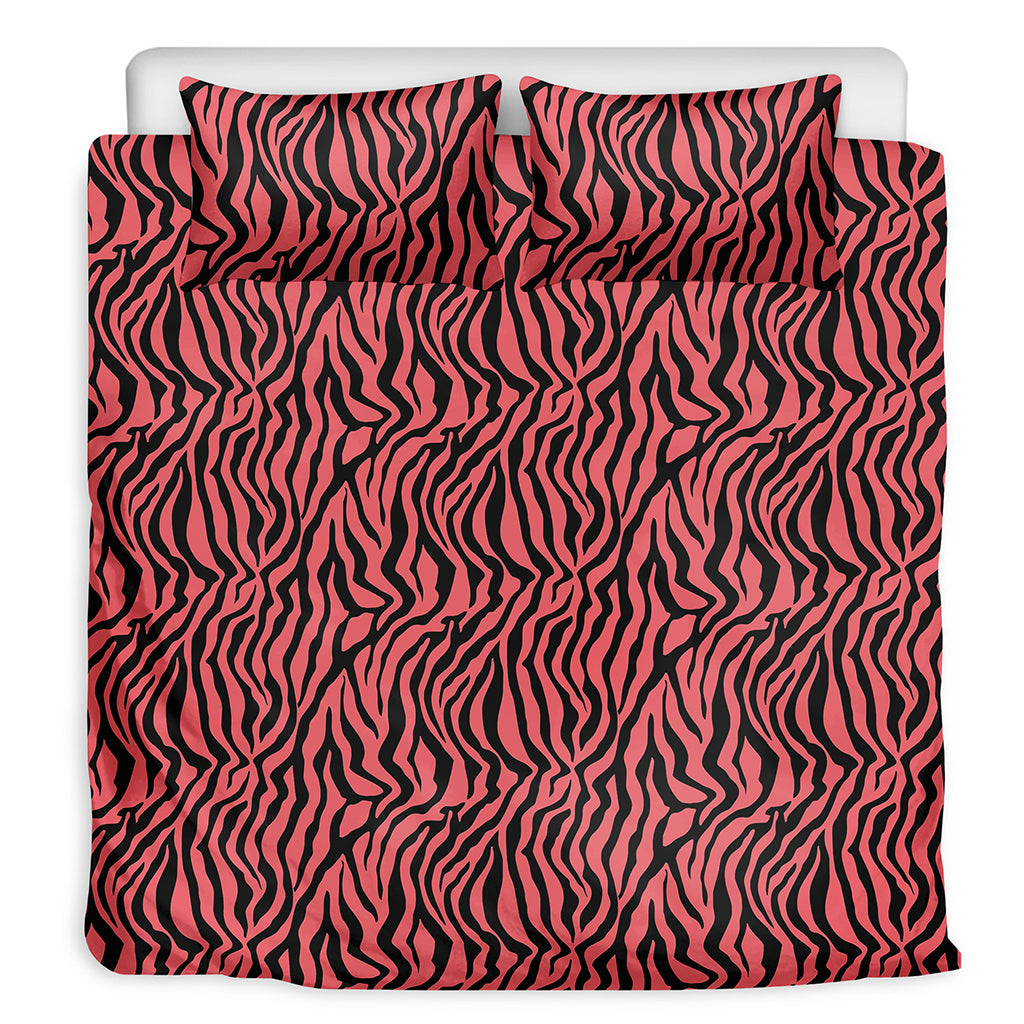 Pink And Black Tiger Stripe Print Duvet Cover Bedding Set