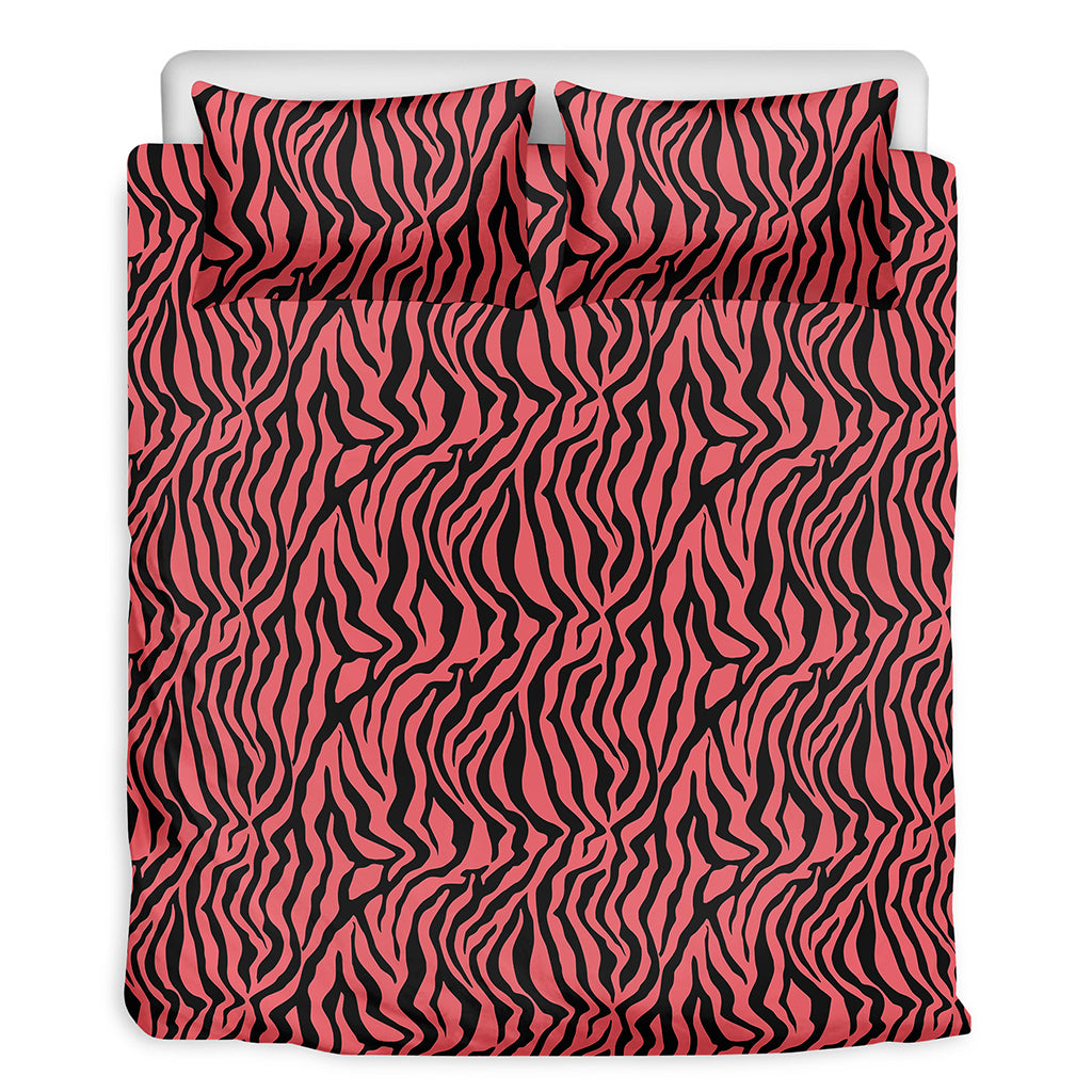 Pink And Black Tiger Stripe Print Duvet Cover Bedding Set