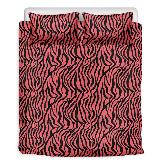 Pink And Black Tiger Stripe Print Duvet Cover Bedding Set