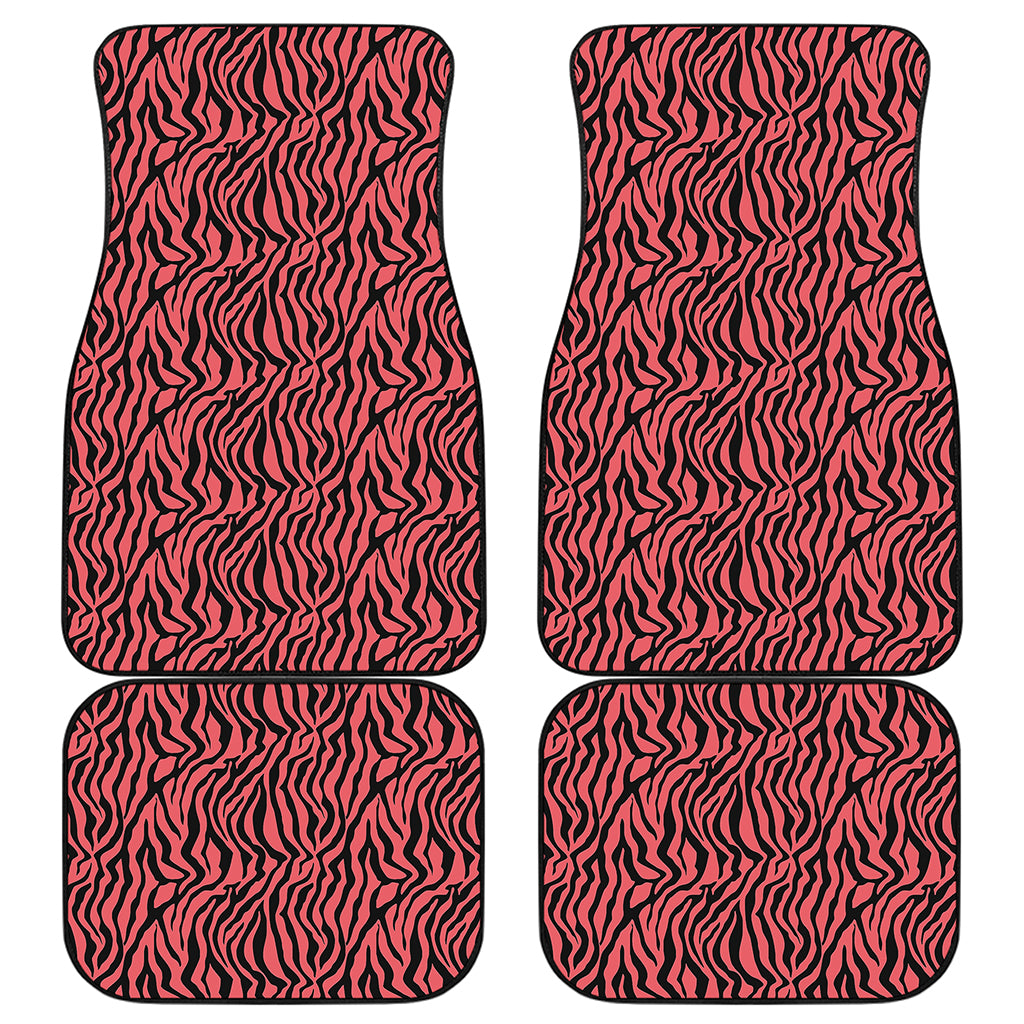 Pink And Black Tiger Stripe Print Front and Back Car Floor Mats