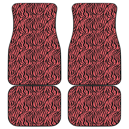 Pink And Black Tiger Stripe Print Front and Back Car Floor Mats