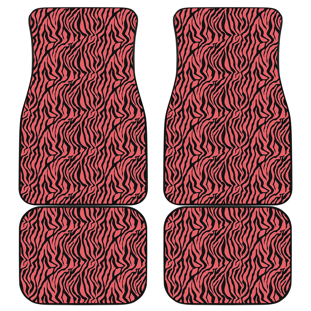 Pink And Black Tiger Stripe Print Front and Back Car Floor Mats