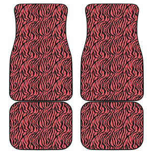 Pink And Black Tiger Stripe Print Front and Back Car Floor Mats