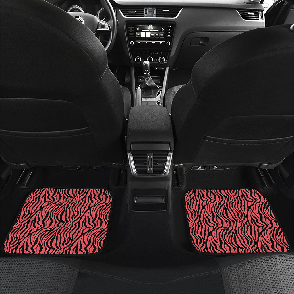 Pink And Black Tiger Stripe Print Front and Back Car Floor Mats