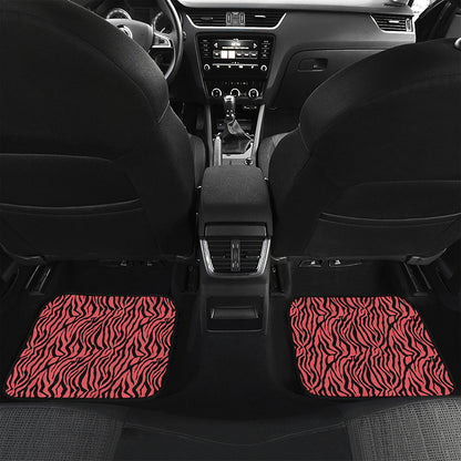 Pink And Black Tiger Stripe Print Front and Back Car Floor Mats