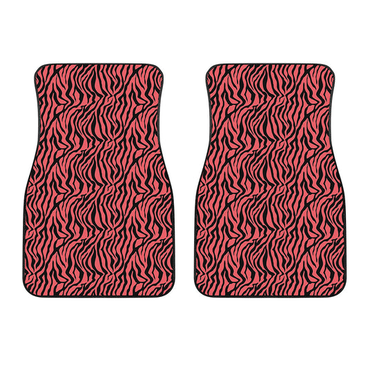 Pink And Black Tiger Stripe Print Front Car Floor Mats