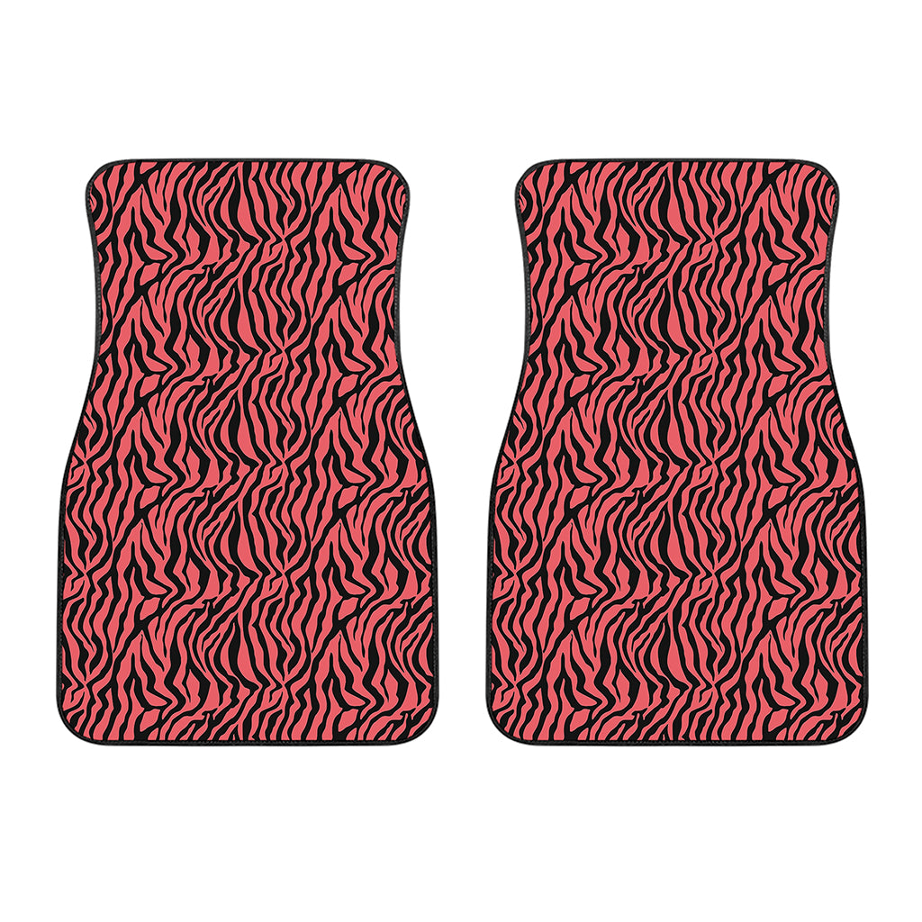 Pink And Black Tiger Stripe Print Front Car Floor Mats