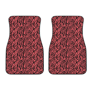 Pink And Black Tiger Stripe Print Front Car Floor Mats