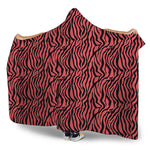 Pink And Black Tiger Stripe Print Hooded Blanket