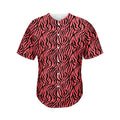 Pink And Black Tiger Stripe Print Men's Baseball Jersey