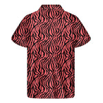 Pink And Black Tiger Stripe Print Men's Short Sleeve Shirt