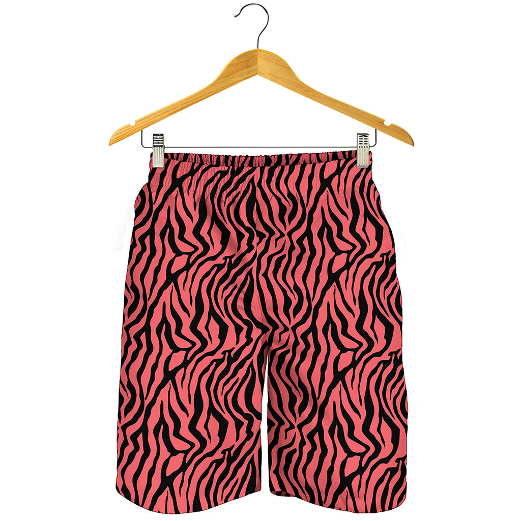 Pink And Black Tiger Stripe Print Men's Shorts