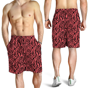 Pink And Black Tiger Stripe Print Men's Shorts