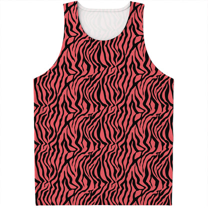 Pink And Black Tiger Stripe Print Men's Tank Top