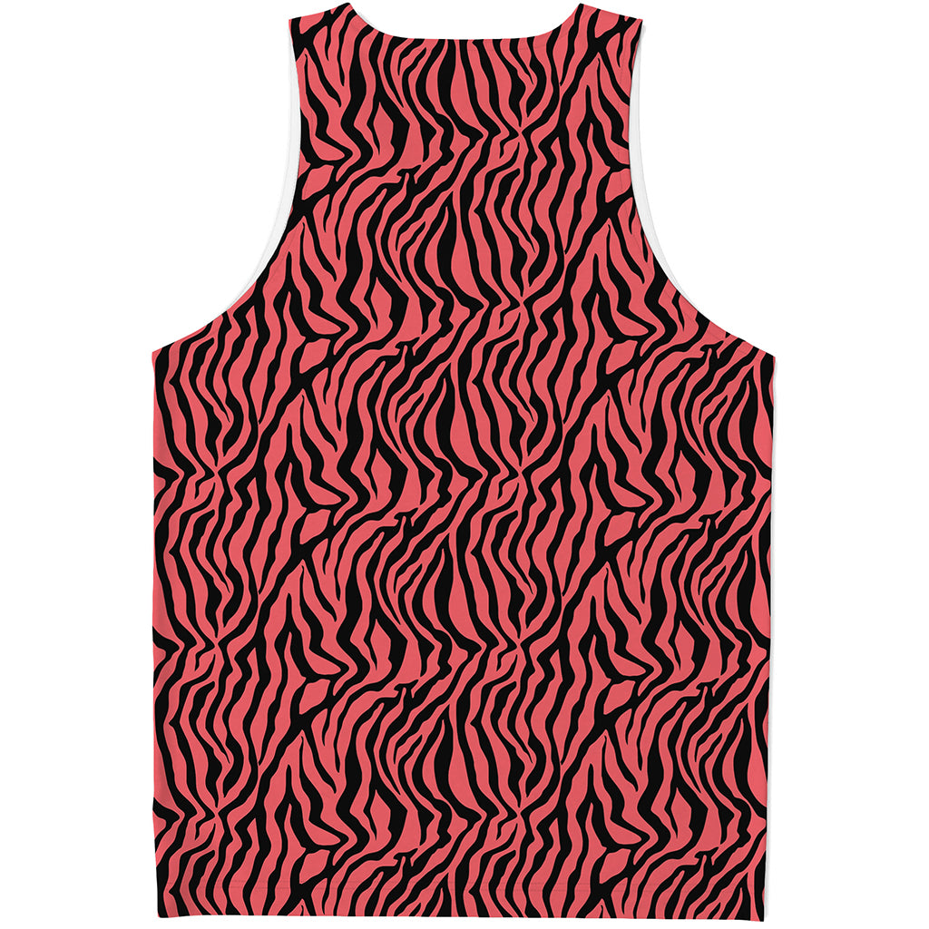 Pink And Black Tiger Stripe Print Men's Tank Top