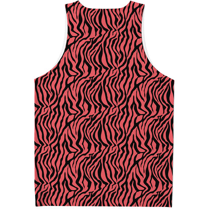 Pink And Black Tiger Stripe Print Men's Tank Top