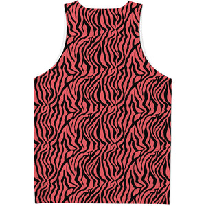 Pink And Black Tiger Stripe Print Men's Tank Top