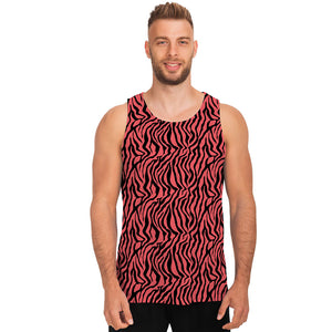 Pink And Black Tiger Stripe Print Men's Tank Top