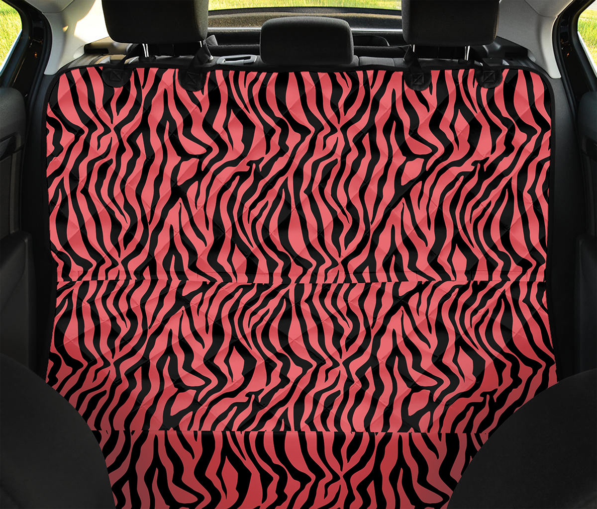 Pink And Black Tiger Stripe Print Pet Car Back Seat Cover